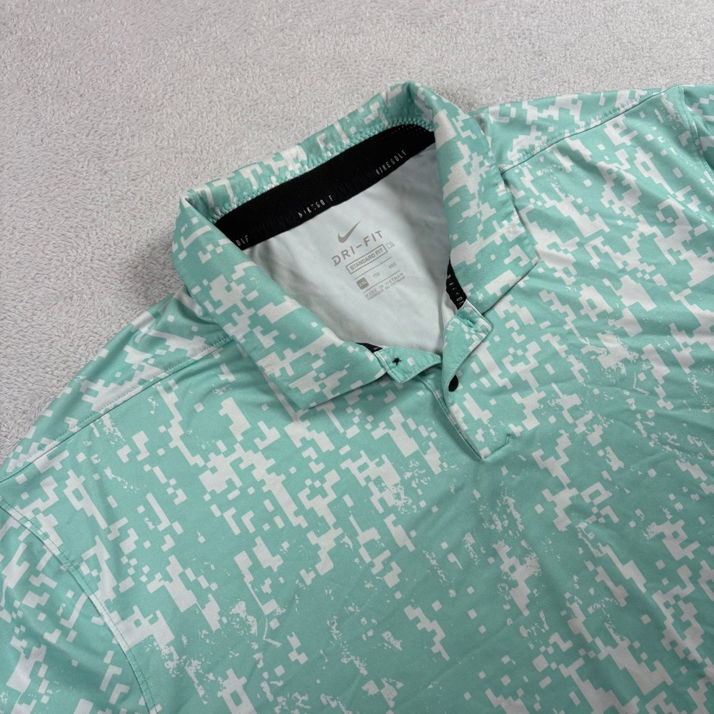 Nike Golf Dri-FIT Mens XXL Mint Green Digital Camo Polo Shirt Short Sleeve